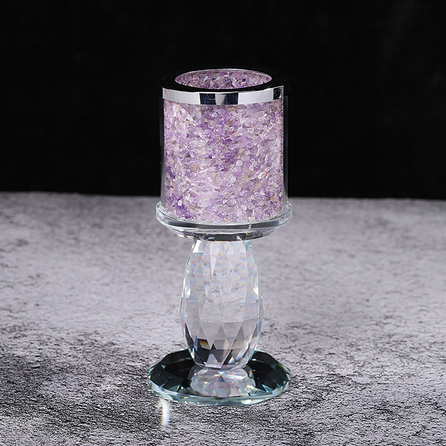 Amethyst candlestick treatment gem candlestick, candlelight dinner props to place articles home decoration