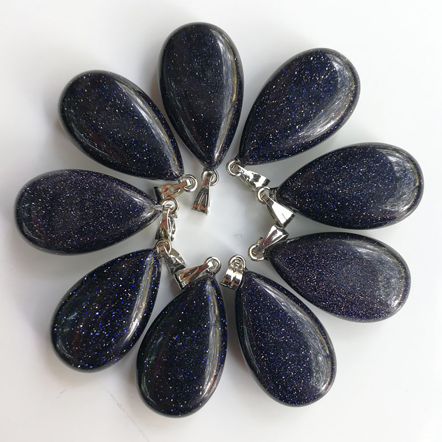 Natural Crystal Quartz Stone Charms Teardrop Shape Chakra Stone Necklace Pendant, DIY Necklace