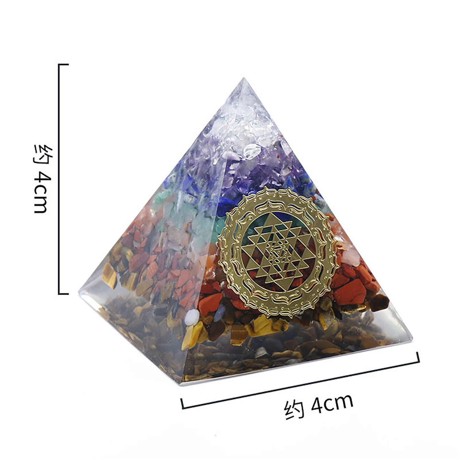 Seven chakra oken pyramid ornaments seven color crystal resin pyramid meditation meditation healing