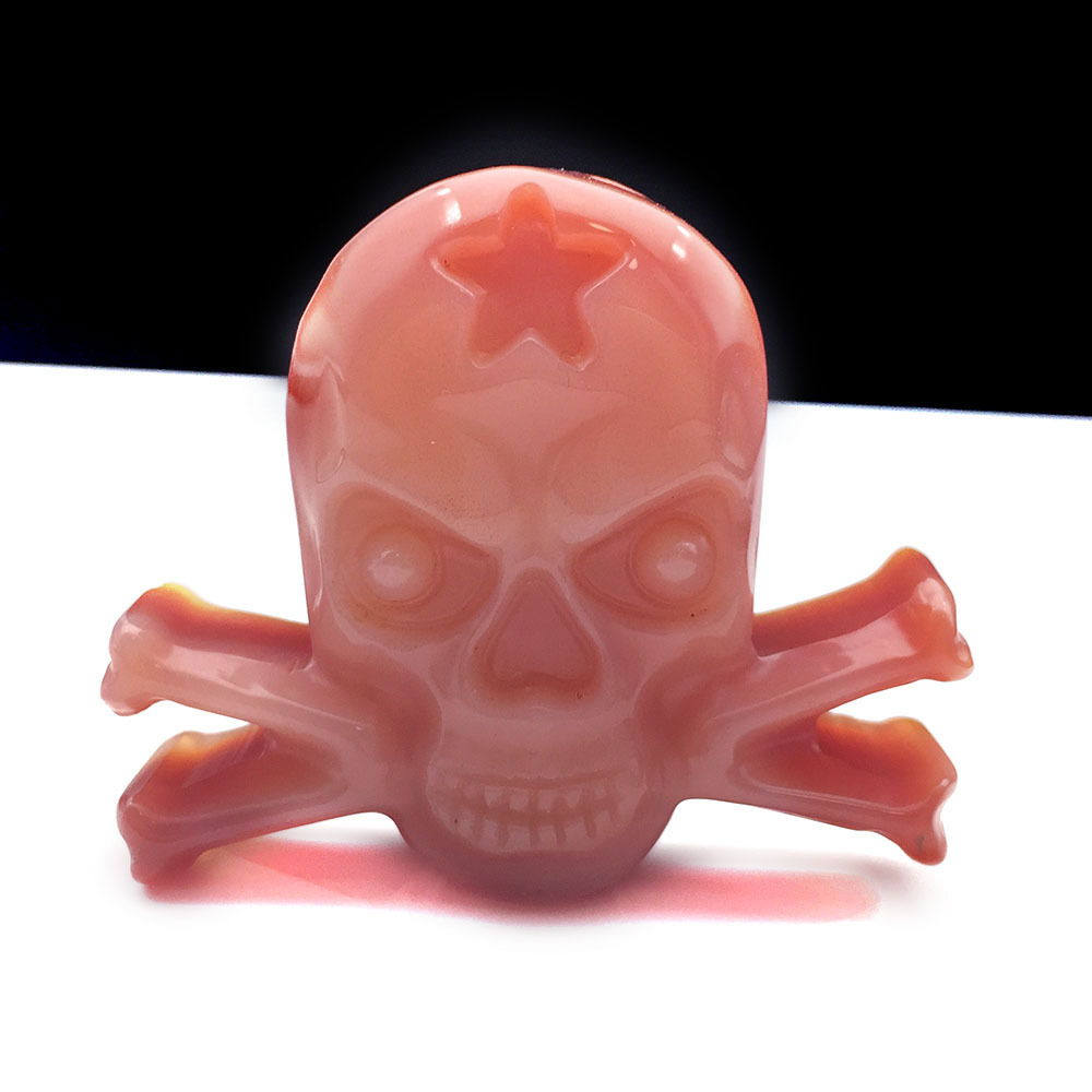 Handmade Craved Skull Figurine Statue Crystal Stone Decorative Skeleton Sculptures Ornament for Gift