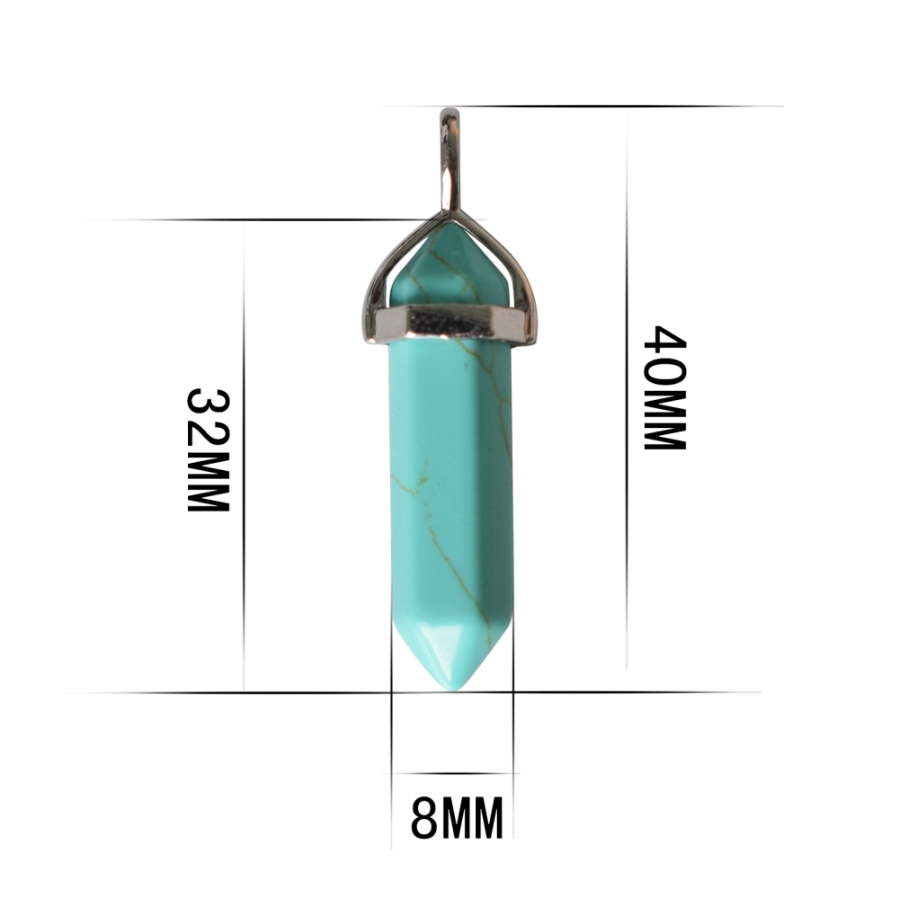 Gold/Silver Natural Gemstone Hexagonal Point Pendant Necklac with 45CM Black Cord
