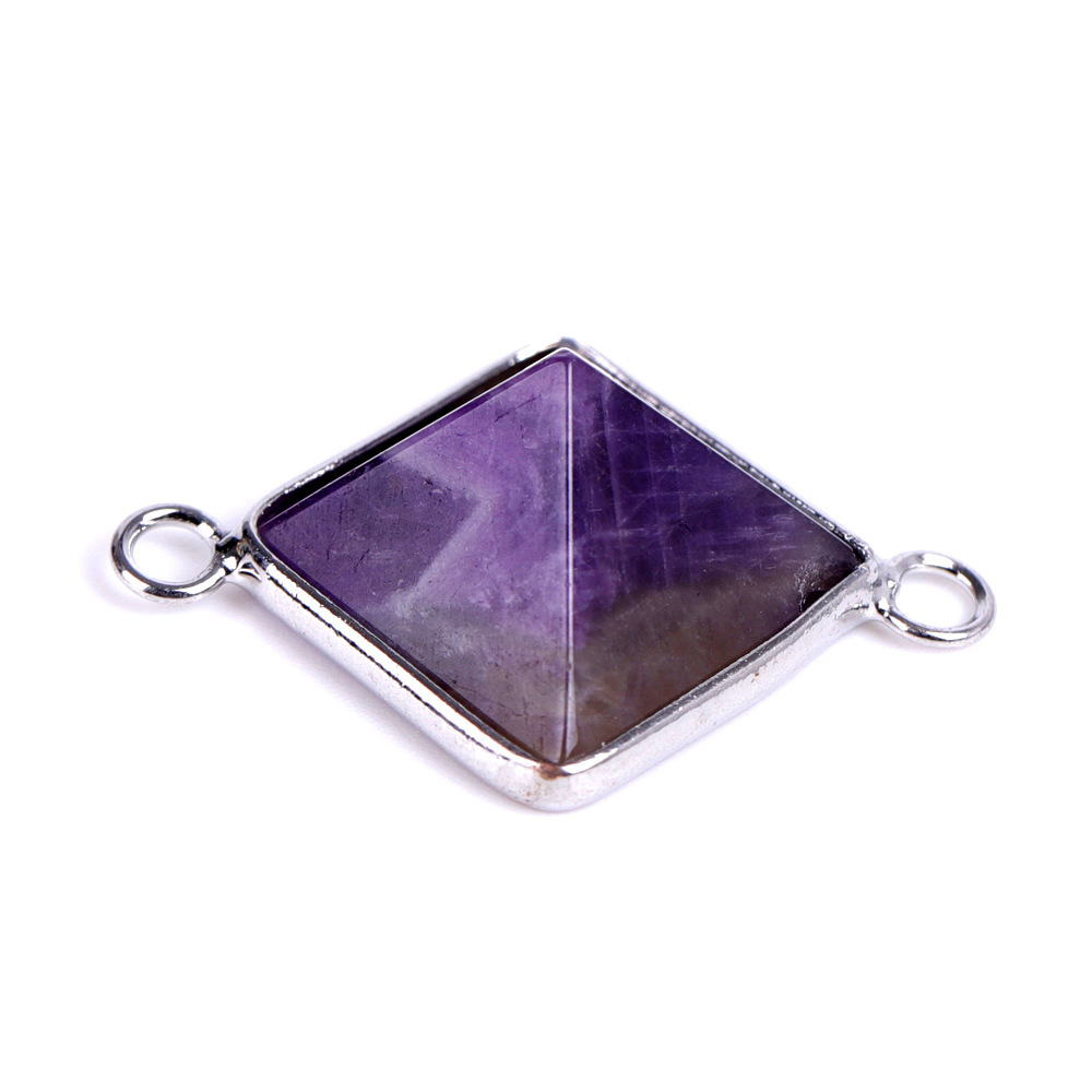 Natural Stone Connectors Pyramid Pendant Links Gemstone Golden Plated Charms for DIY Necklace Bracelet Jewelry Making