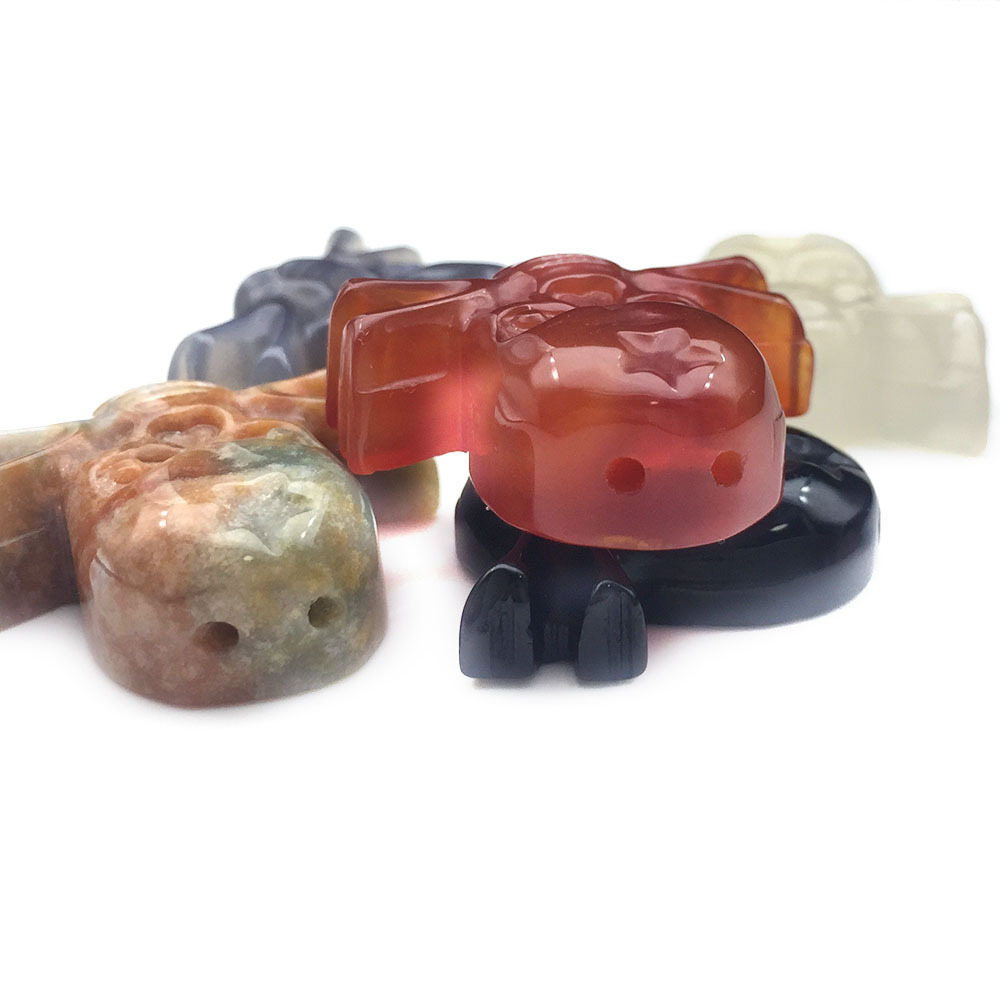 Handmade Craved Skull Figurine Statue Crystal Stone Decorative Skeleton Sculptures Ornament for Gift
