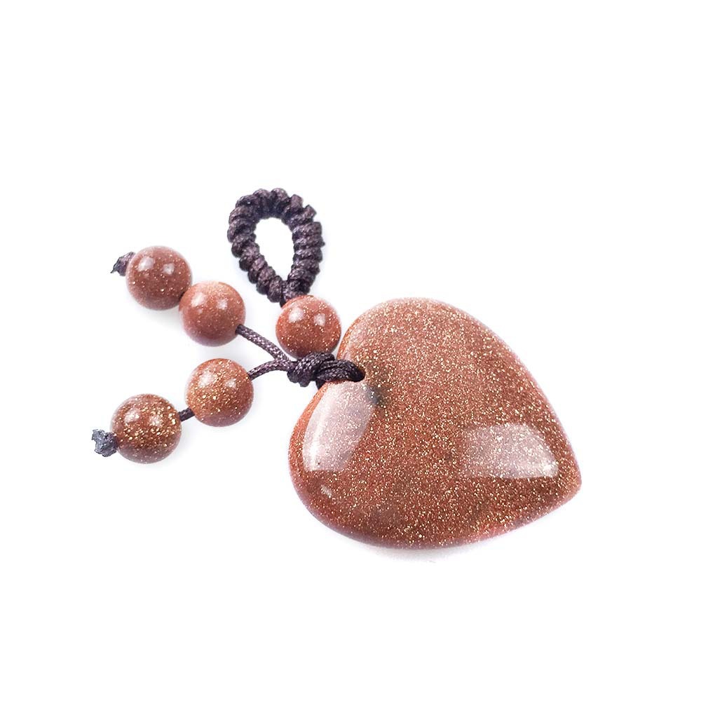 25MM 30MM Love Heart Gemstone Pendant Woven Friendship  Chakra for Making Jewelry Necklace Keychain