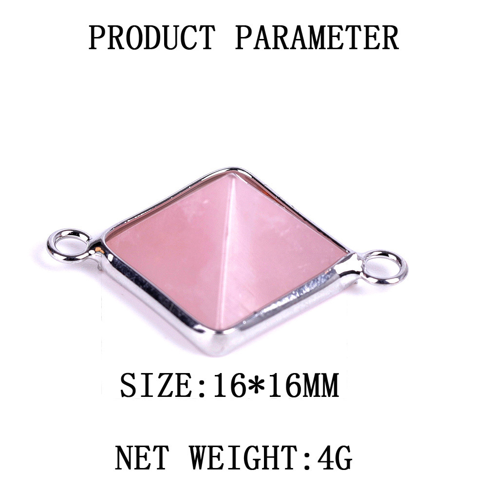 Natural Stone Connectors Pyramid Pendant Links Gemstone Golden Plated Charms for DIY Necklace Bracelet Jewelry Making