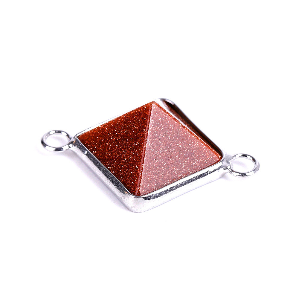 Natural Stone Connectors Pyramid Pendant Links Gemstone Golden Plated Charms for DIY Necklace Bracelet Jewelry Making