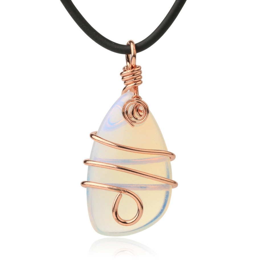 Healing Reiki Spiritual Faith Healing Gemstone Energy Crystal Quartz Stone Wire Wrap Tumble Necklace Pendant