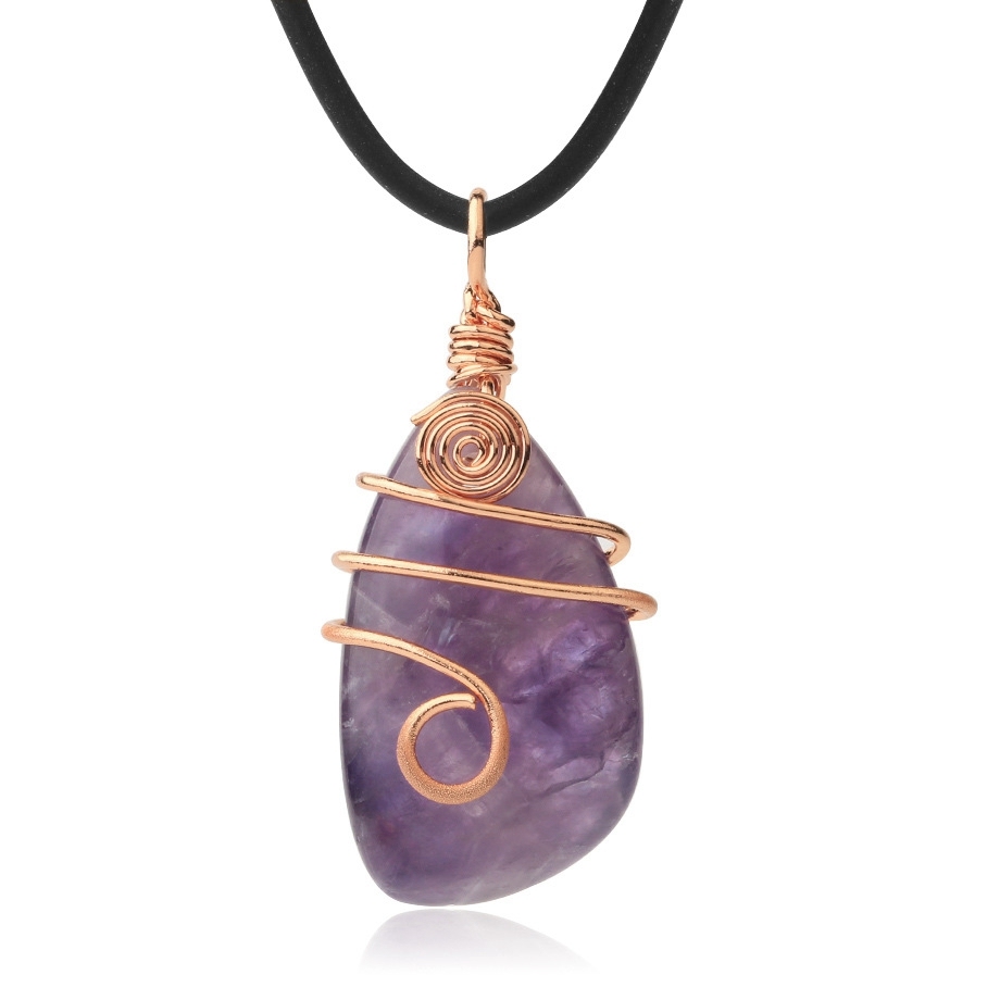 Healing Reiki Spiritual Faith Healing Gemstone Energy Crystal Quartz Stone Wire Wrap Tumble Necklace Pendant
