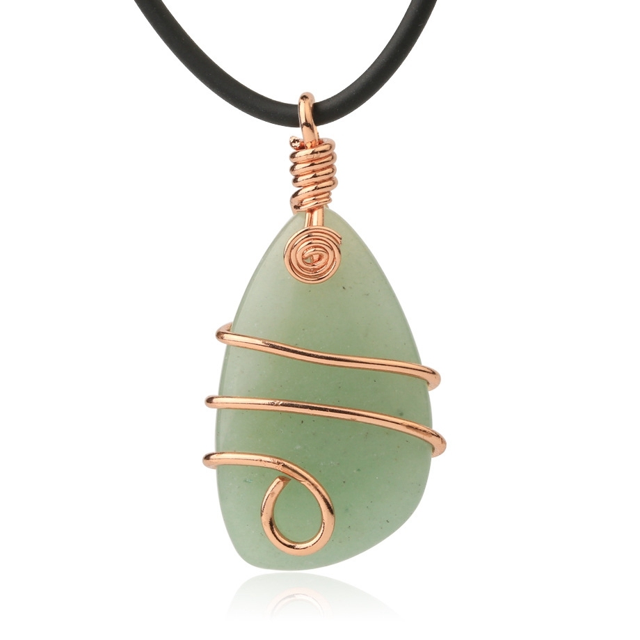 Healing Reiki Spiritual Faith Healing Gemstone Energy Crystal Quartz Stone Wire Wrap Tumble Necklace Pendant
