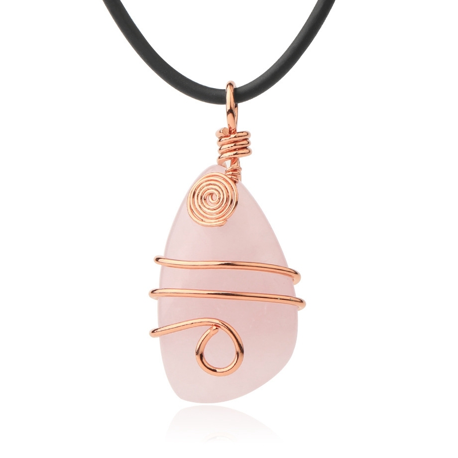 Healing Reiki Spiritual Faith Healing Gemstone Energy Crystal Quartz Stone Wire Wrap Tumble Necklace Pendant