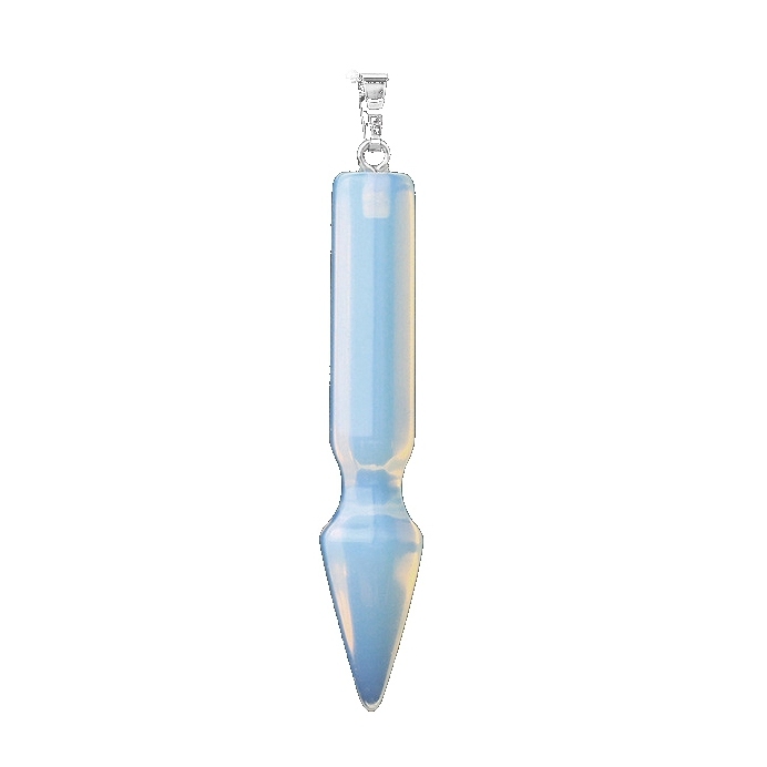 Natural Crystal Point Necklace for Unisex Long Bullet Shape Pendant with Silver Chain