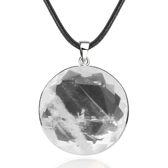 Faceted Dome Gemstone Cabochons Healing Chakra Crystal Pendant Necklace