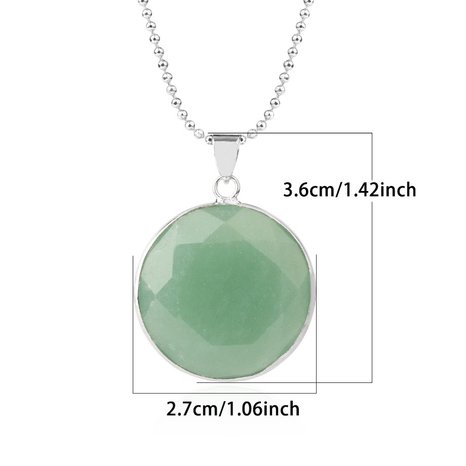 Faceted Dome Gemstone Cabochons Healing Chakra Crystal Pendant Necklace