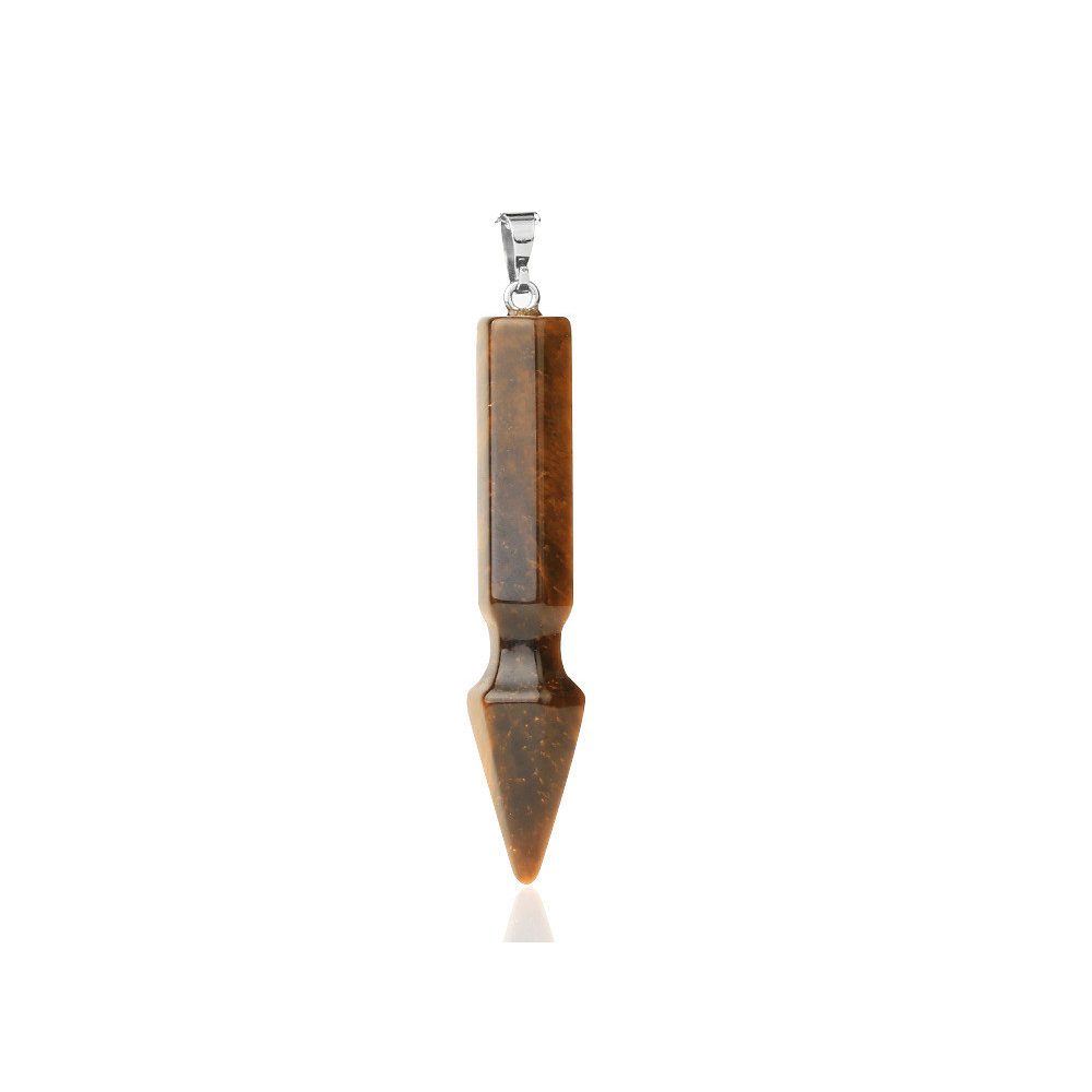 Natural Crystal Point Necklace for Unisex Long Bullet Shape Pendant with Silver Chain