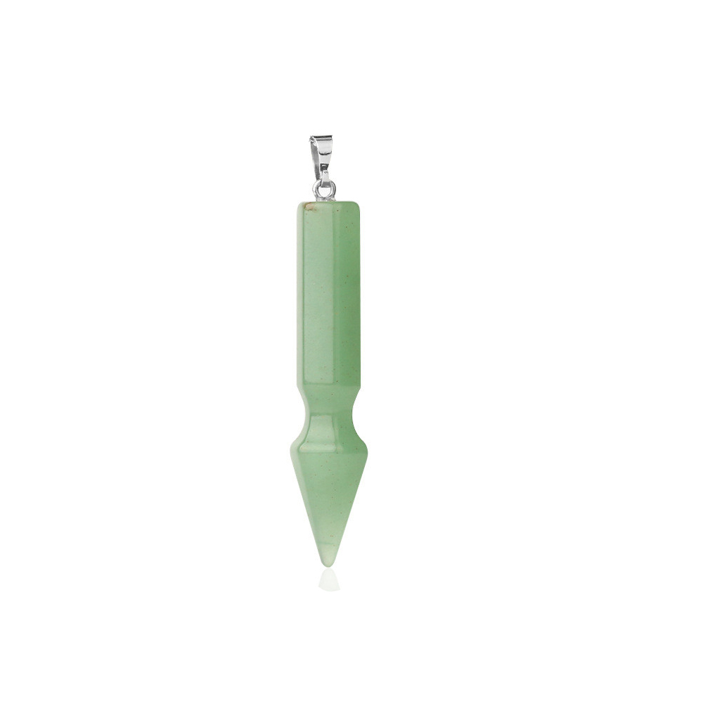 Natural Crystal Point Necklace for Unisex Long Bullet Shape Pendant with Silver Chain