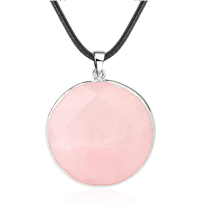 Faceted Dome Gemstone Cabochons Healing Chakra Crystal Pendant Necklace