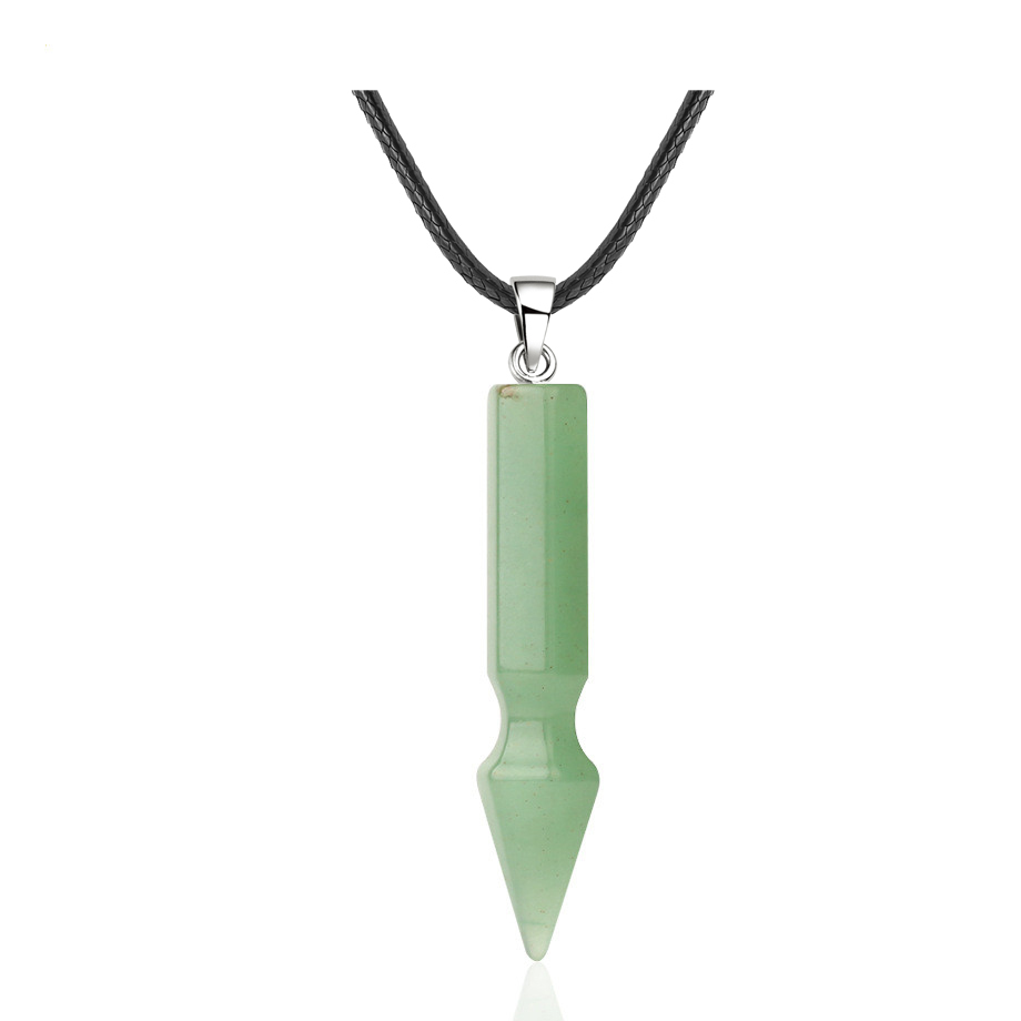 Natural Crystal Point Necklace for Unisex Long Bullet Shape Pendant with Silver Chain