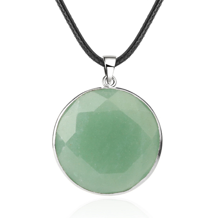 Faceted Dome Gemstone Cabochons Healing Chakra Crystal Pendant Necklace