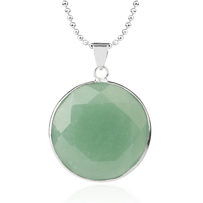Faceted Dome Gemstone Cabochons Healing Chakra Crystal Pendant Necklace