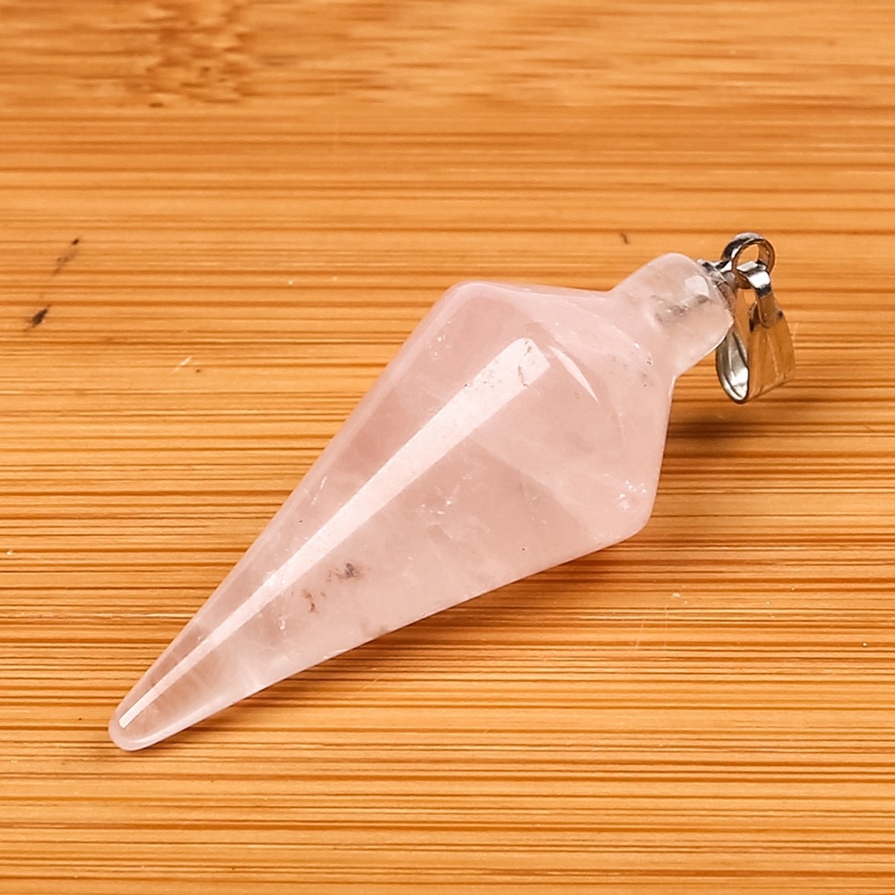 Natural Crystal Point Pendulum Chakra Gemstone Cone Pendant Necklace