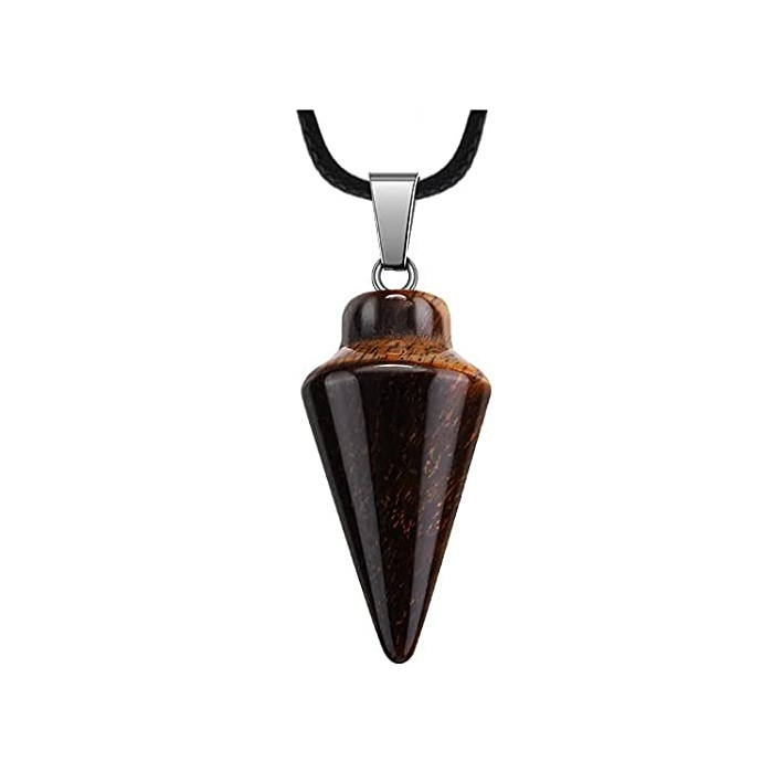 Natural Crystal Point Pendulum Chakra Gemstone Cone Pendant Necklace