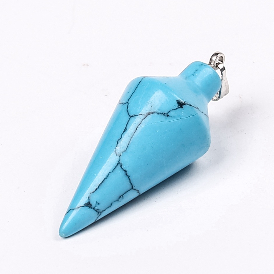 Natural Crystal Point Pendulum Chakra Gemstone Cone Pendant Necklace