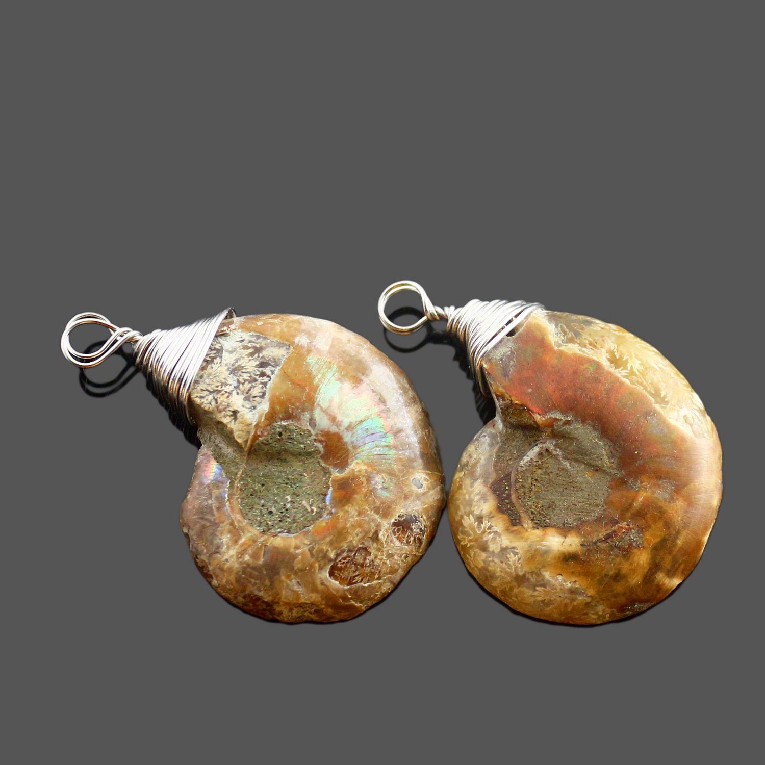 Charm Handmade Natural Conch Ammonite Silver Wrapped Pendant Shell Necklace for Women