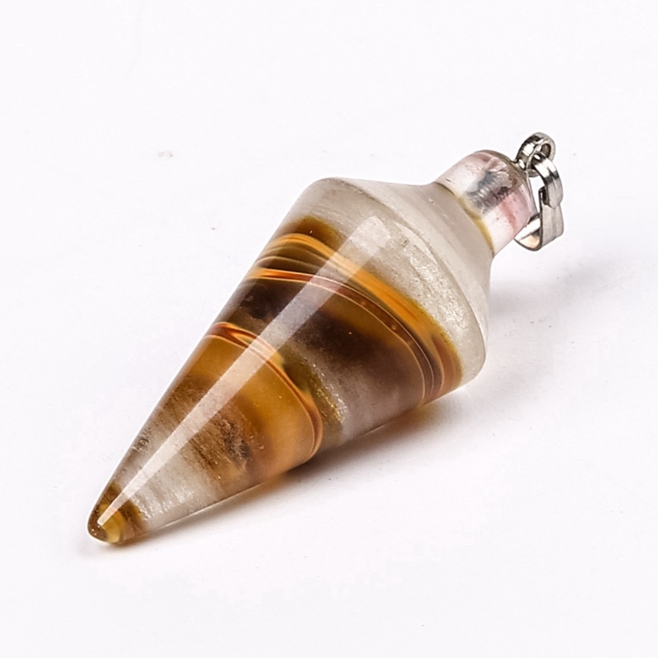 Natural Crystal Point Pendulum Chakra Gemstone Cone Pendant Necklace