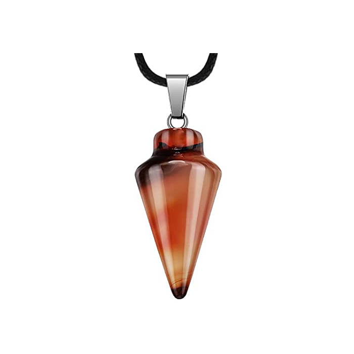 Natural Crystal Point Pendulum Chakra Gemstone Cone Pendant Necklace
