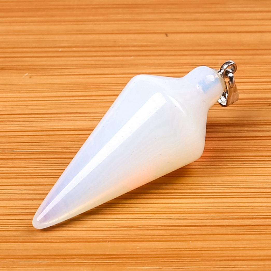 Natural Crystal Point Pendulum Chakra Gemstone Cone Pendant Necklace
