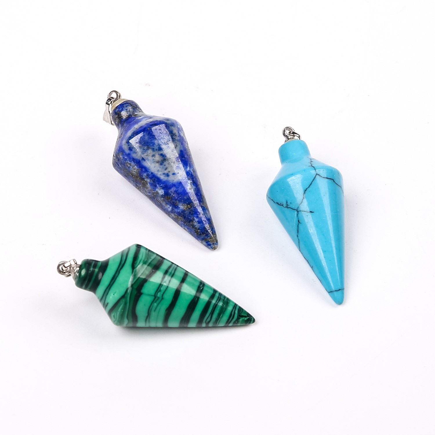 Natural Crystal Point Pendulum Chakra Gemstone Cone Pendant Necklace