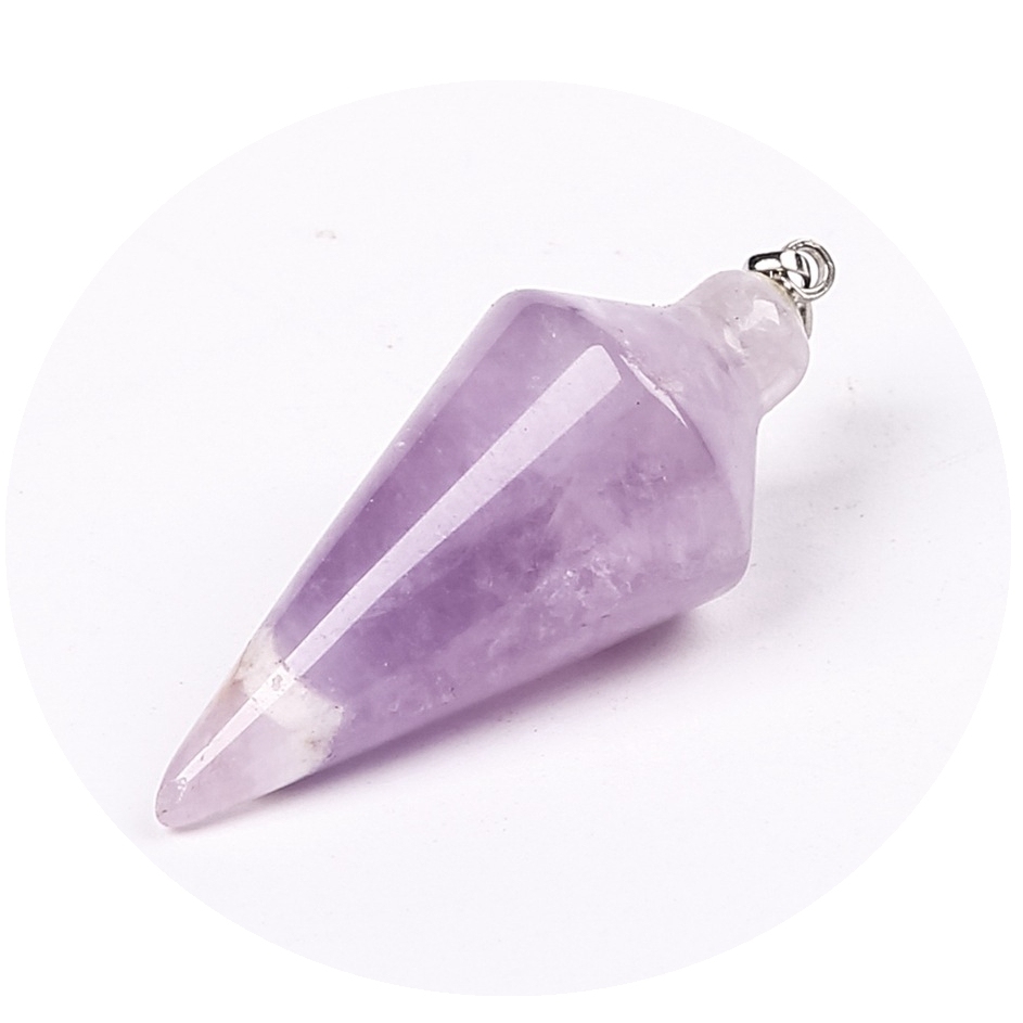 Natural Crystal Point Pendulum Chakra Gemstone Cone Pendant Necklace