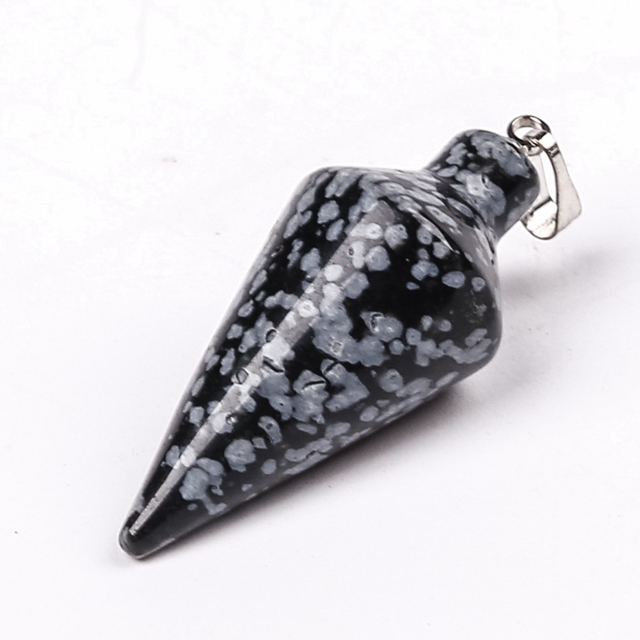 Natural Crystal Point Pendulum Chakra Gemstone Cone Pendant Necklace