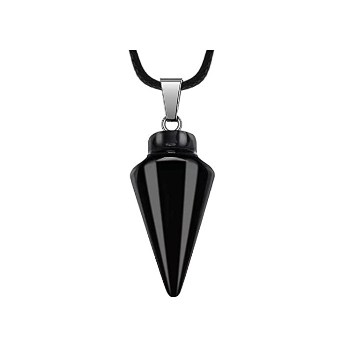 Natural Crystal Point Pendulum Chakra Gemstone Cone Pendant Necklace