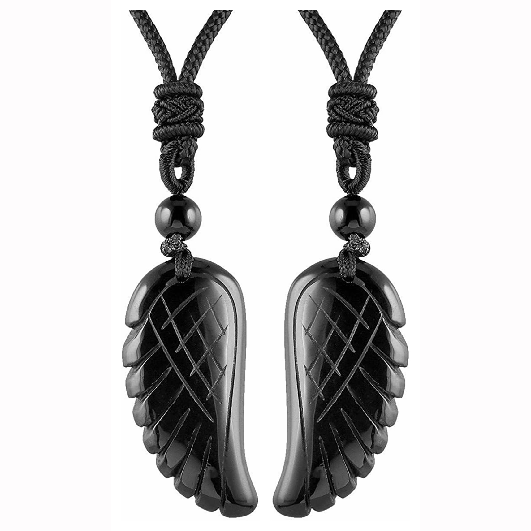 Angel Wing Crystal Pendant Necklaces Adjustable Rope Reiki Healing Stone Natural Gemstone Necklace for Women Men