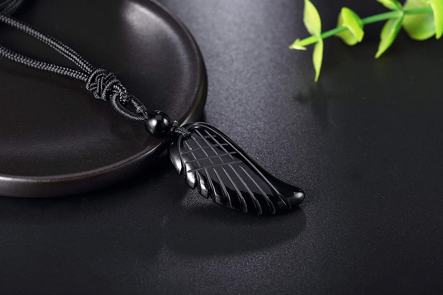 Angel Wing Crystal Pendant Necklaces Adjustable Rope Reiki Healing Stone Natural Gemstone Necklace for Women Men