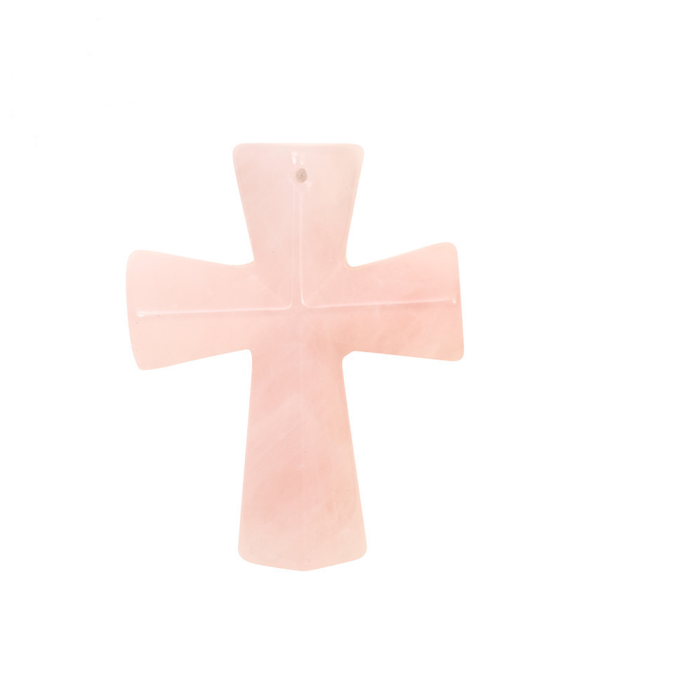 Hand Carved Gemstone Cross Pendant Necklace for Men & Women with Adjustable Rope Jewelry