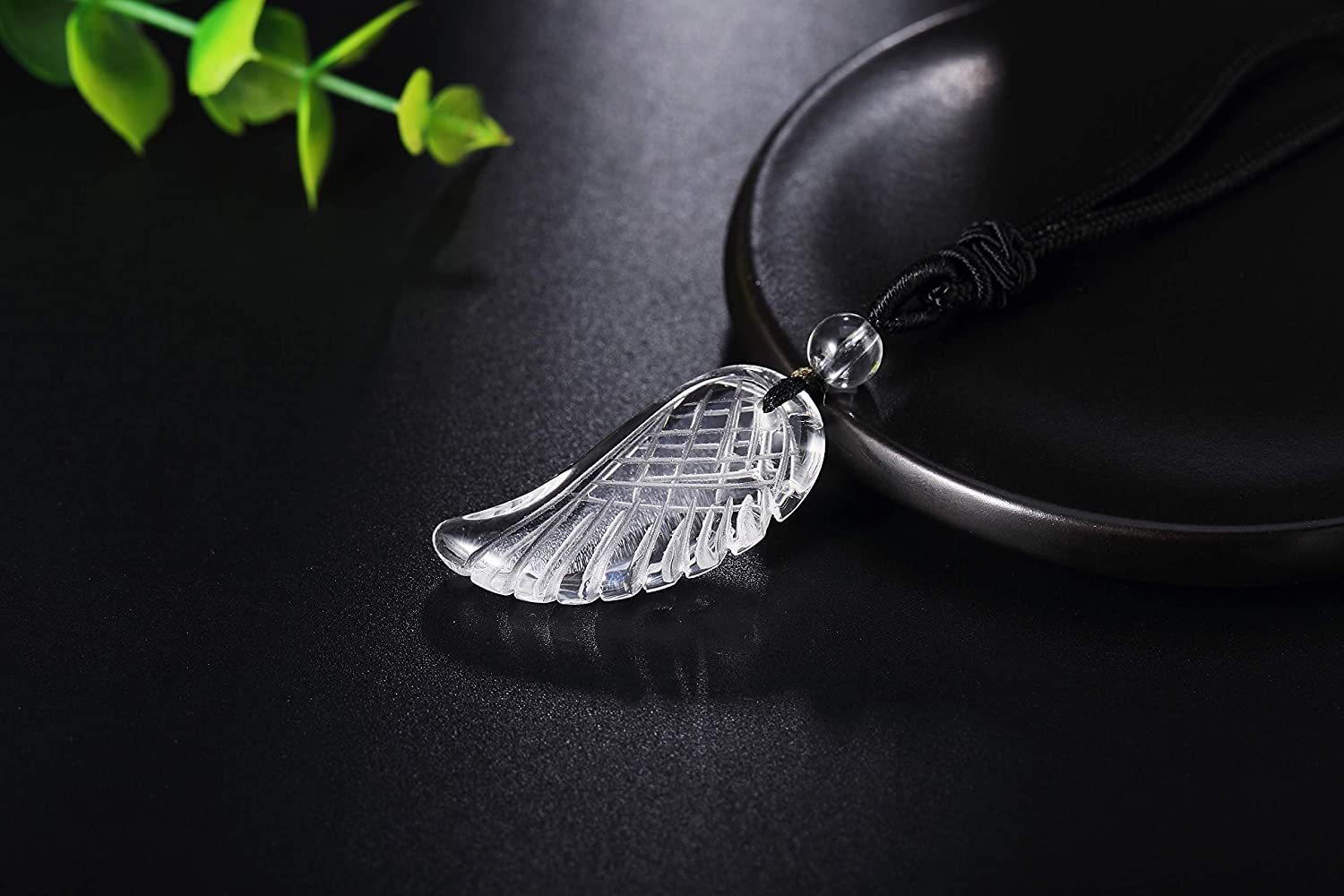 Angel Wing Crystal Pendant Necklaces Adjustable Rope Reiki Healing Stone Natural Gemstone Necklace for Women Men