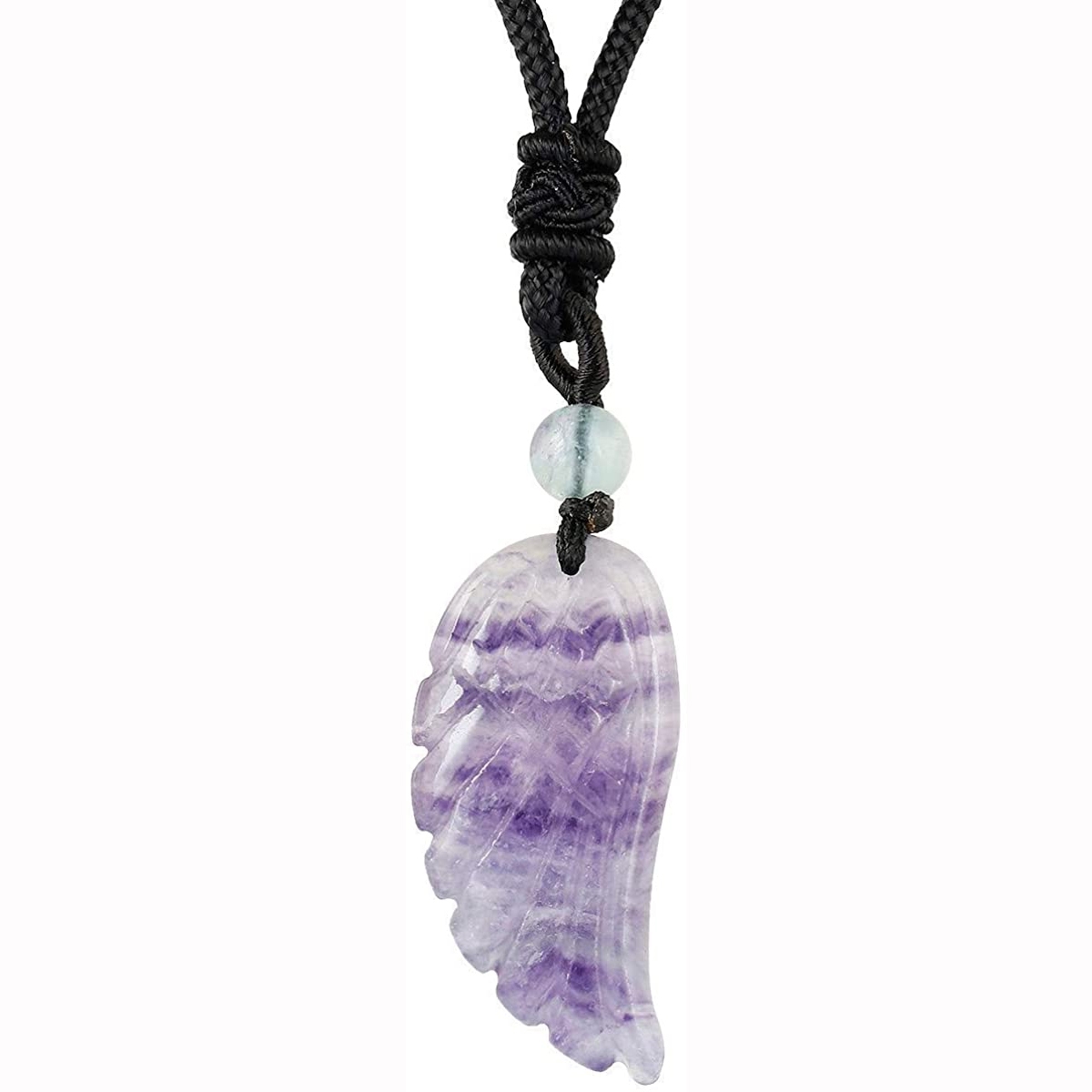 Angel Wing Crystal Pendant Necklaces Adjustable Rope Reiki Healing Stone Natural Gemstone Necklace for Women Men