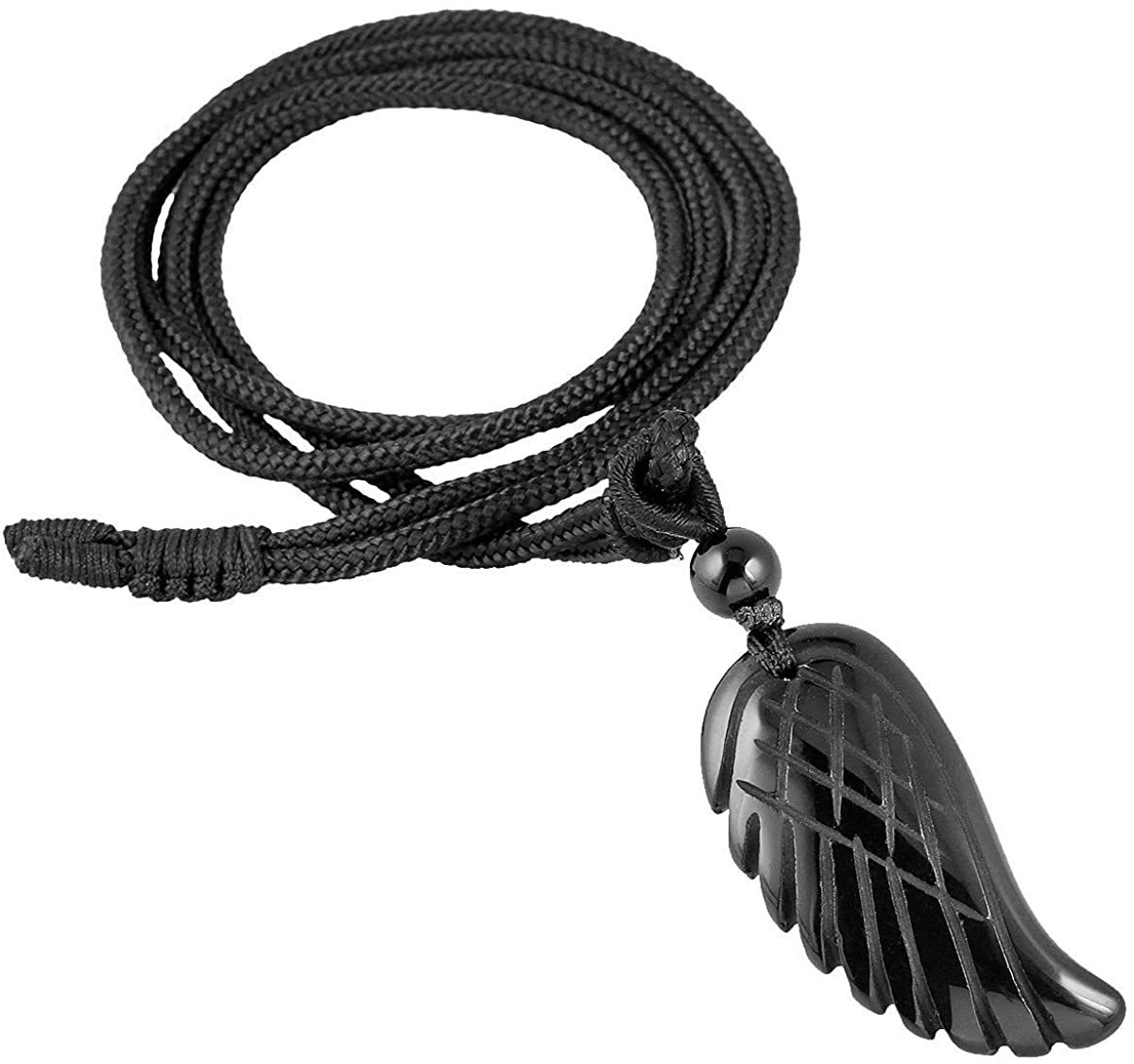 Angel Wing Crystal Pendant Necklaces Adjustable Rope Reiki Healing Stone Natural Gemstone Necklace for Women Men