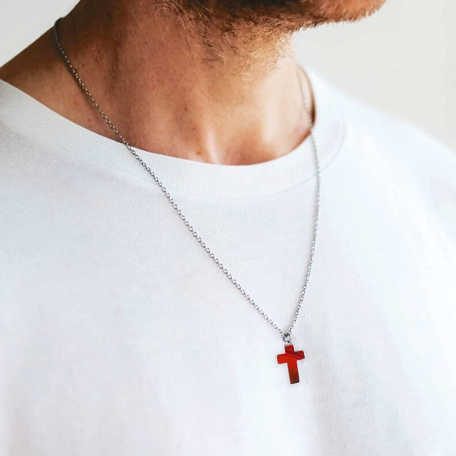 4 Pieces Carnelian Agate Necklaces Set Red Agate Pendant Necklace for Women | Heart Star Cross Teardrop Carnelian Necklace for Girls