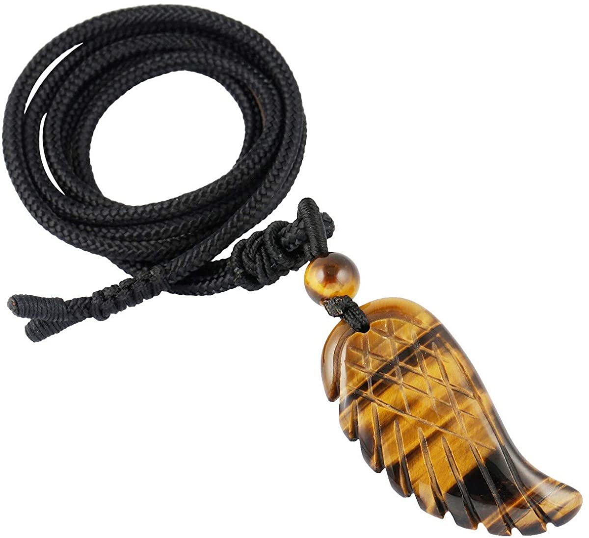 Angel Wing Crystal Pendant Necklaces Adjustable Rope Reiki Healing Stone Natural Gemstone Necklace for Women Men
