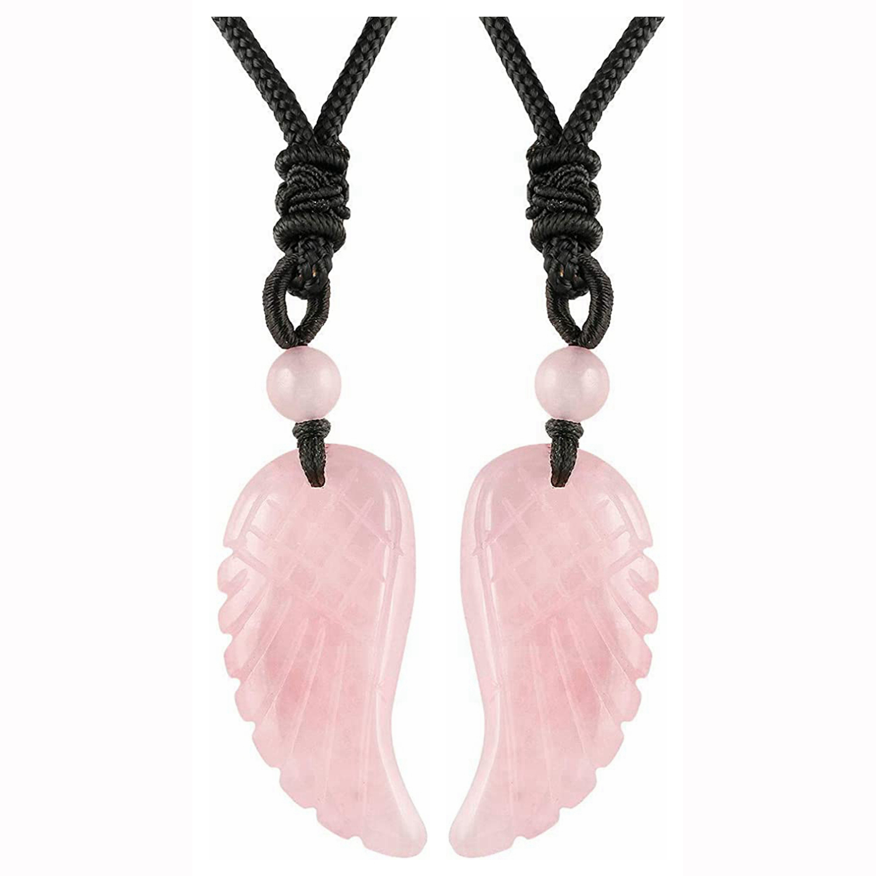 Angel Wing Crystal Pendant Necklaces Adjustable Rope Reiki Healing Stone Natural Gemstone Necklace for Women Men