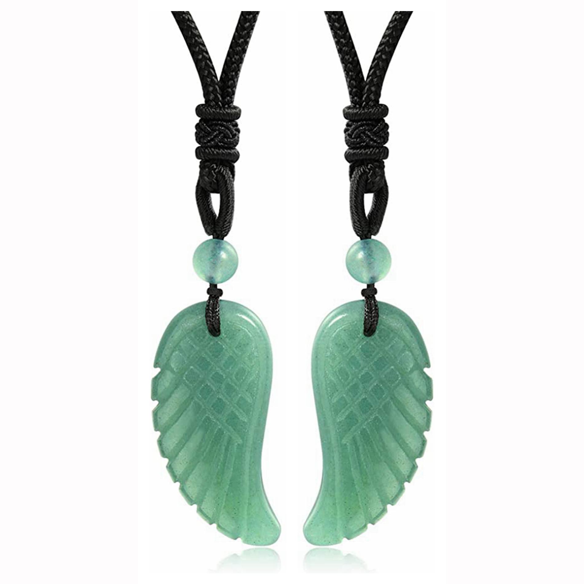 Angel Wing Crystal Pendant Necklaces Adjustable Rope Reiki Healing Stone Natural Gemstone Necklace for Women Men