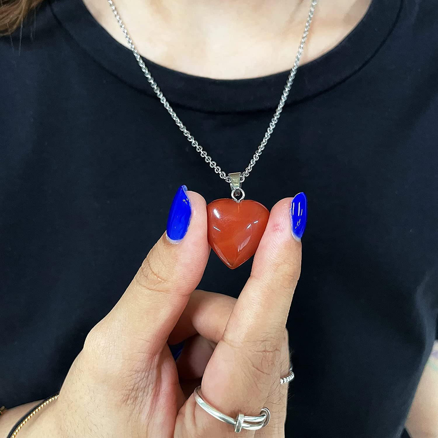 4 Pieces Carnelian Agate Necklaces Set Red Agate Pendant Necklace for Women | Heart Star Cross Teardrop Carnelian Necklace for Girls