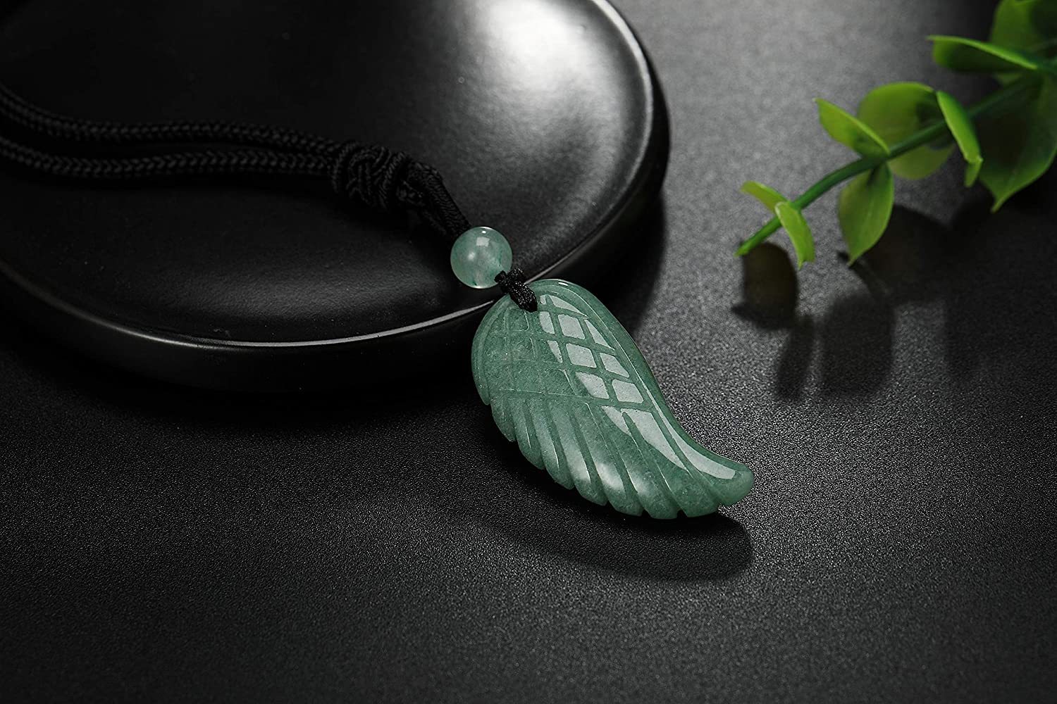 Angel Wing Crystal Pendant Necklaces Adjustable Rope Reiki Healing Stone Natural Gemstone Necklace for Women Men