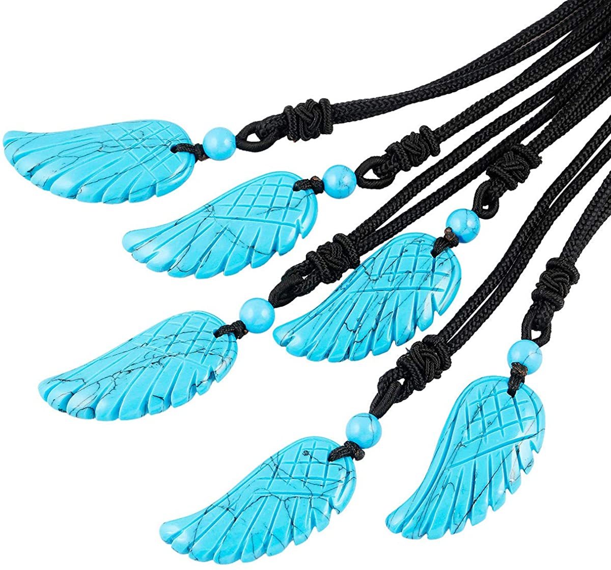 Angel Wing Crystal Pendant Necklaces Adjustable Rope Reiki Healing Stone Natural Gemstone Necklace for Women Men