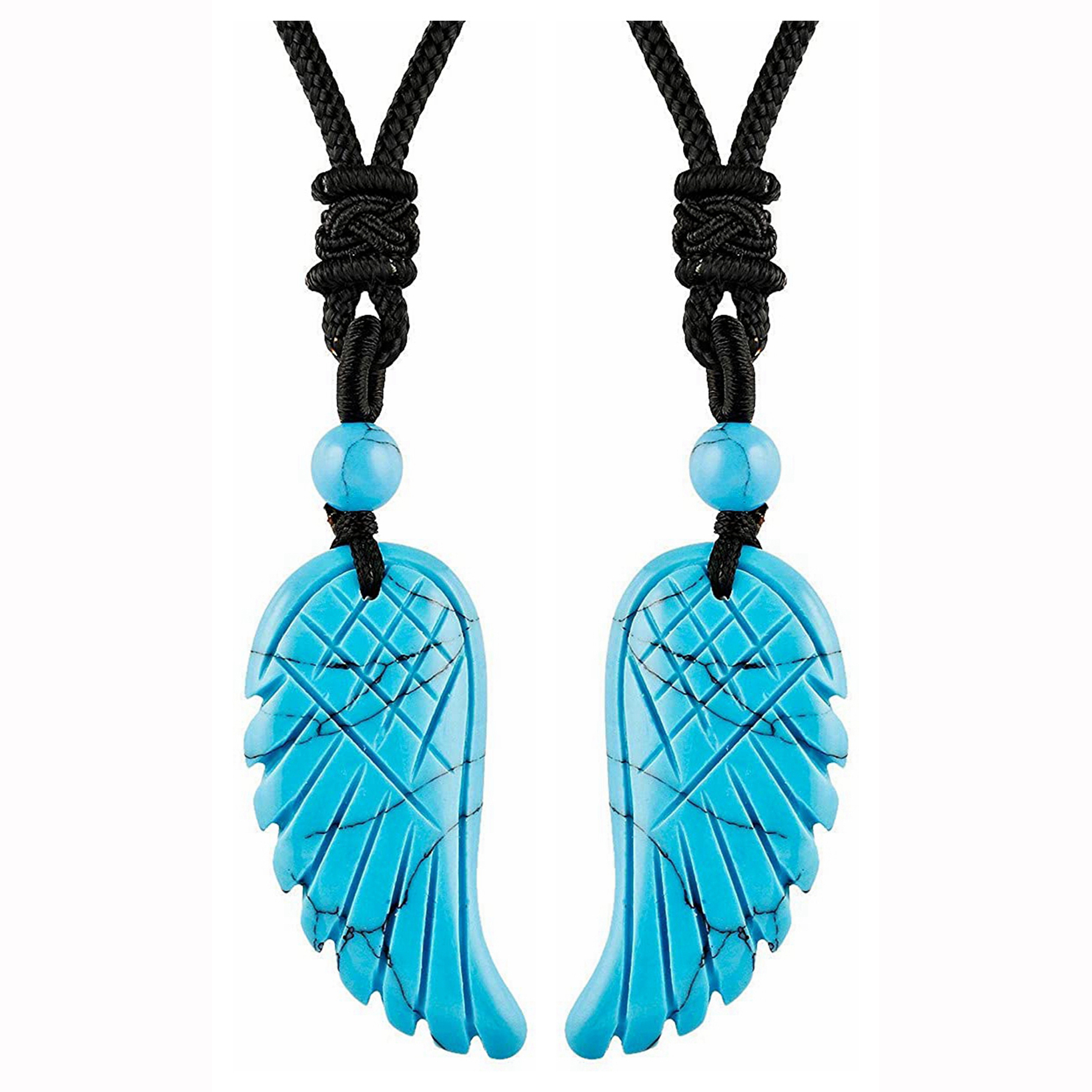 Angel Wing Crystal Pendant Necklaces Adjustable Rope Reiki Healing Stone Natural Gemstone Necklace for Women Men