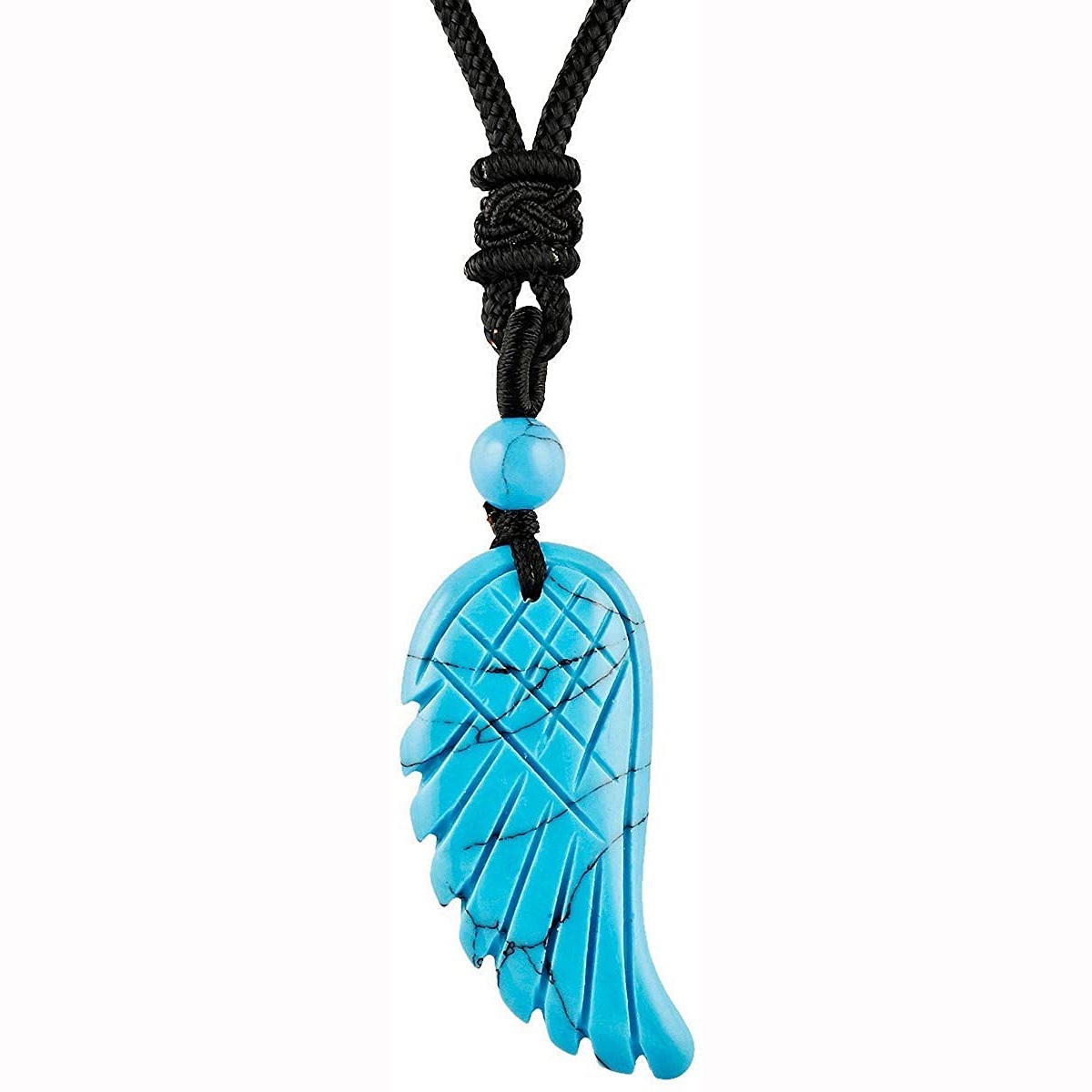 Angel Wing Crystal Pendant Necklaces Adjustable Rope Reiki Healing Stone Natural Gemstone Necklace for Women Men