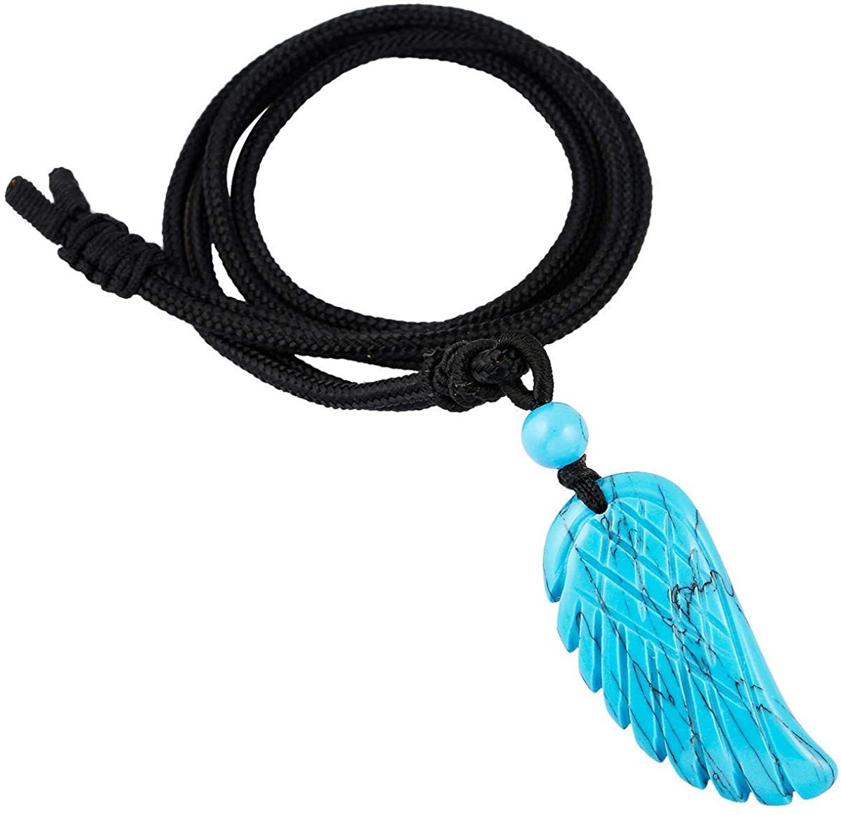 Angel Wing Crystal Pendant Necklaces Adjustable Rope Reiki Healing Stone Natural Gemstone Necklace for Women Men